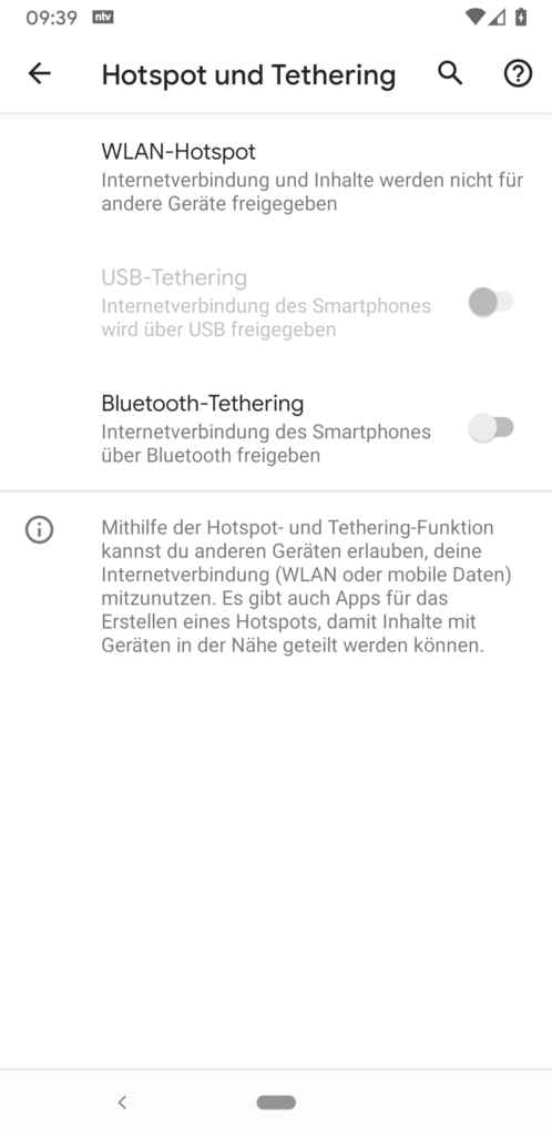 Einstellungen Hotspot