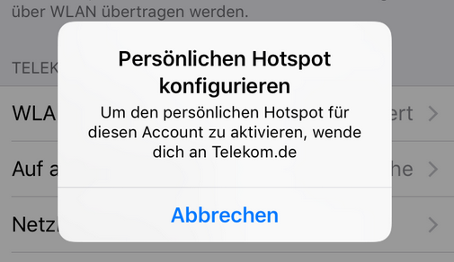 Handy Hotspot gesperrt